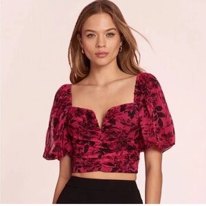 EUC Amanda Uprichard Santucci Puff Sleeve Top in Femme Print